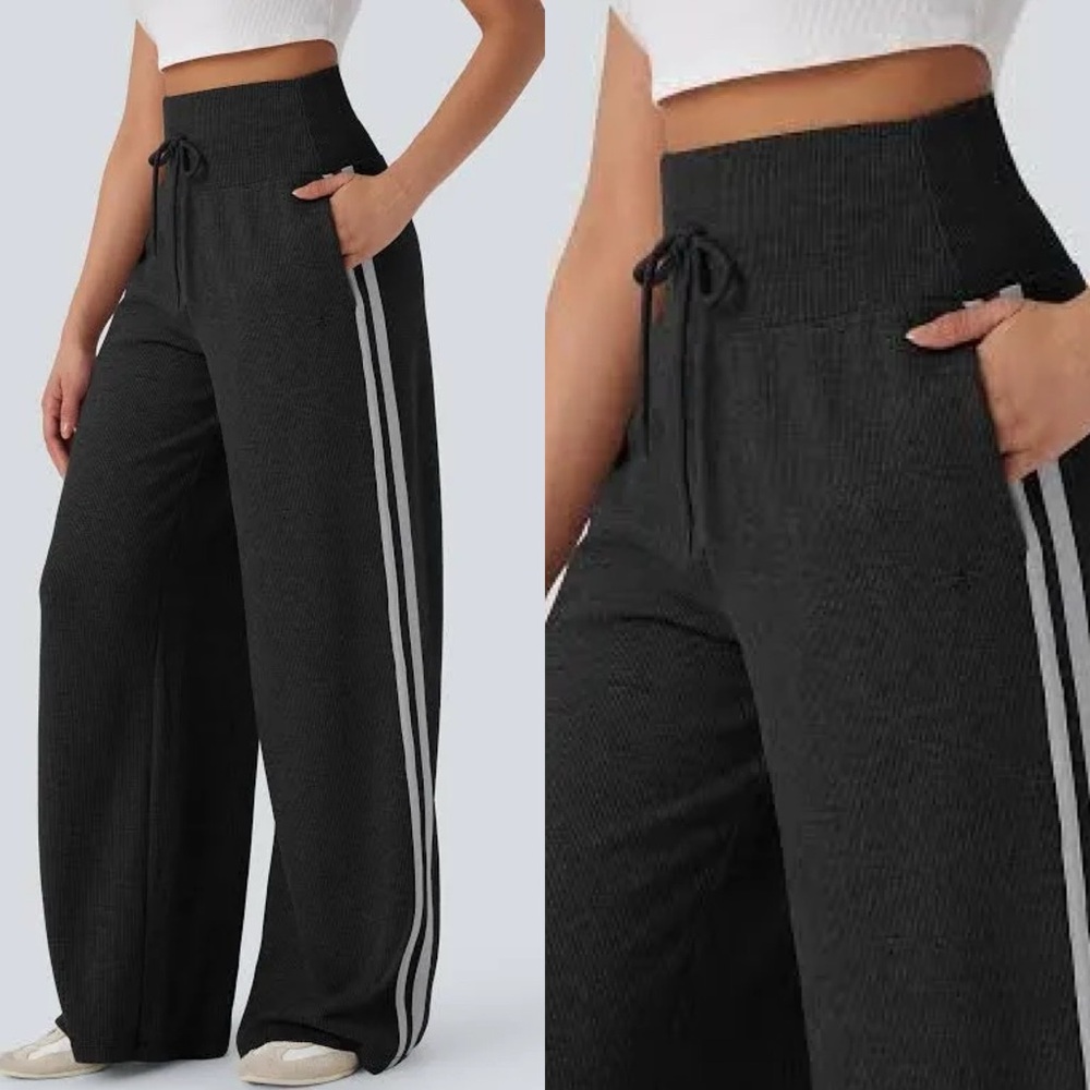 Halara Ribbed High Waisted Tummy Control Wide Leg Sweatpants Women’s Small NWOT